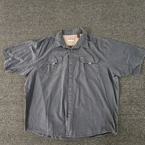 Wrangler Premium Mens 2XL Dark Gray Short Sleeve Button Down Shirt